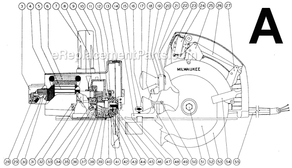 Page A Diagram and Parts List for 6297 SER 332-1301 Milwaukee Miter Saw