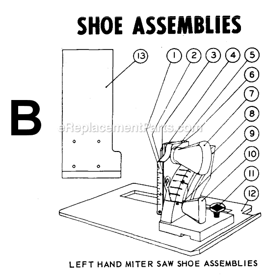 Page B Diagram and Parts List for 6297 SER 332-1301 Milwaukee Miter Saw