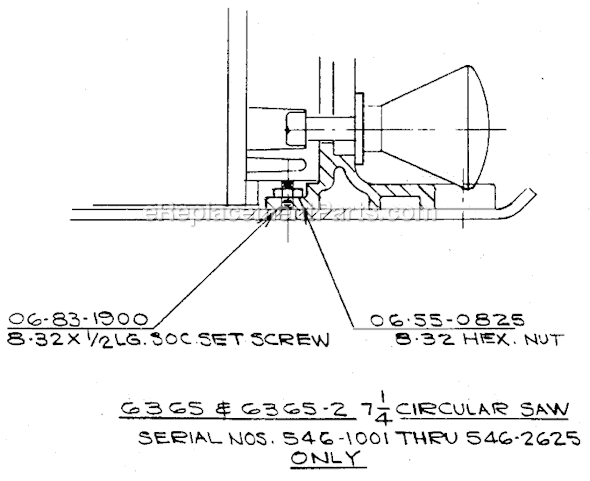 Page B Diagram and Parts List for 6365 SER 546-1001 Milwaukee Circular Saw