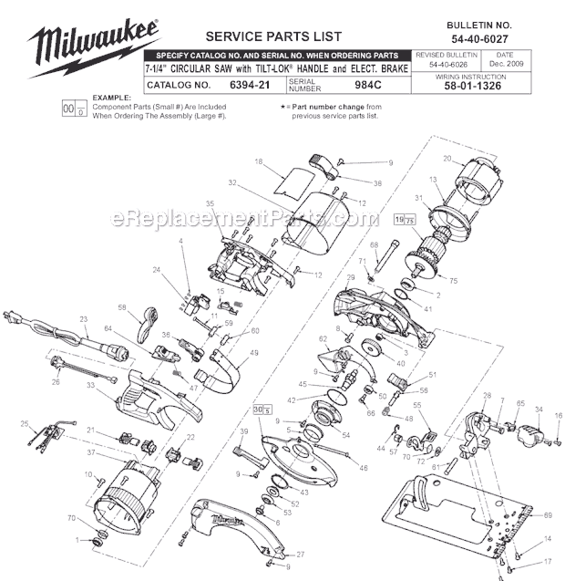 Page A Diagram and Parts List for 6394-21 SER 984C Milwaukee Circular Saw
