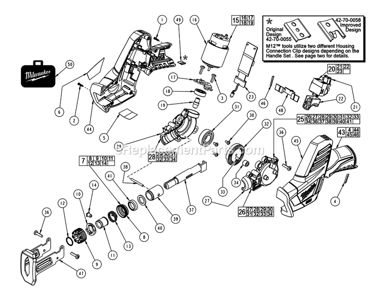 Page A Diagram and Parts List for 2420-20 B56A Milwaukee Circular Saw