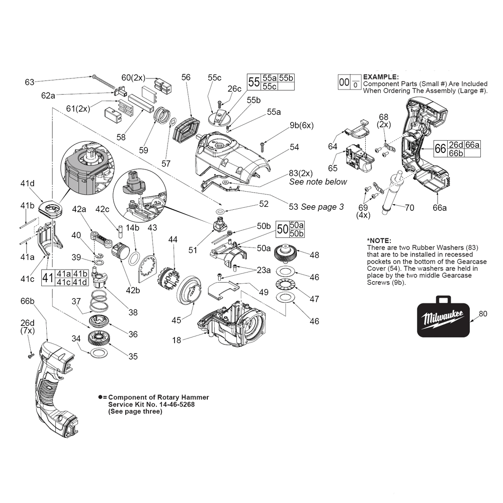 Fig-0 Diagram and Parts List for 5268-21 F82A Milwaukee Hammer Drill