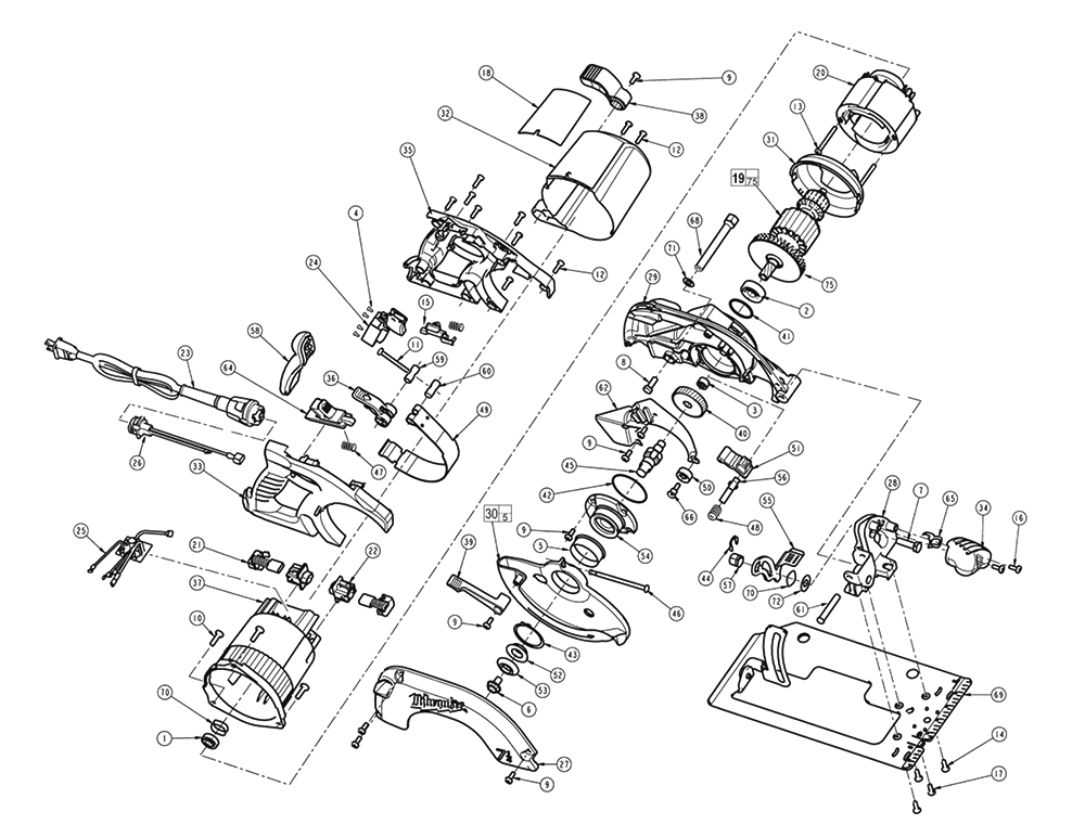 Fig-0 Diagram and Parts List for 6394-21  Milwaukee Saw