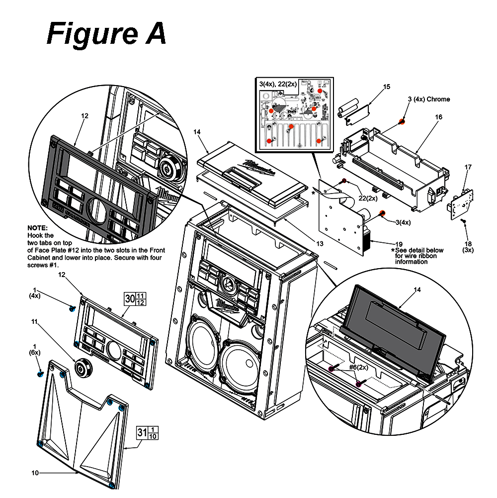 Fig-1 Diagram and Parts List for 2792-59 F96A Milwaukee Radio