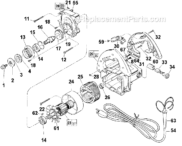 Page A Diagram and Parts List for 6465 SER 772B Milwaukee Circular Saw