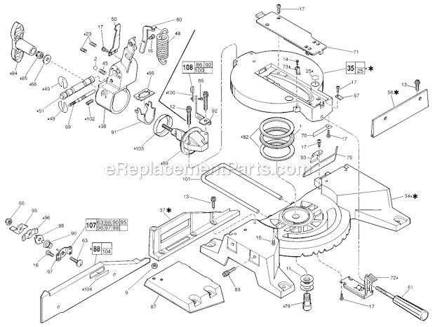 Page B Diagram and Parts List for 6494 840B Milwaukee Miter Saw