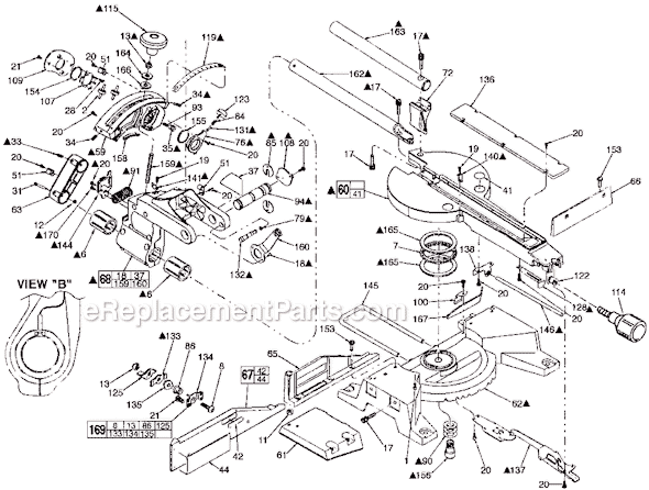 Page B Diagram and Parts List for 6496 SER 882B Milwaukee Miter Saw