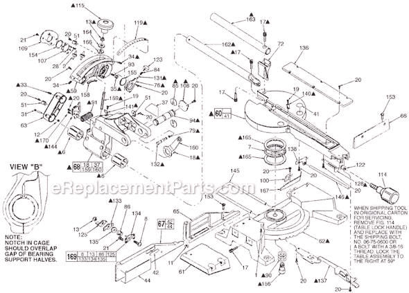 Page B Diagram and Parts List for 6497 SER 882B Milwaukee Miter Saw