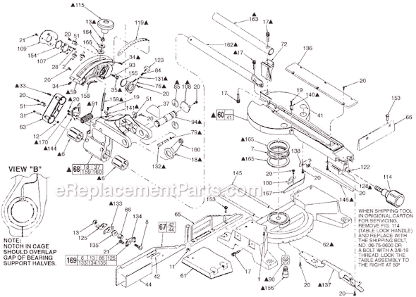 Page B Diagram and Parts List for 6497 SER 882C Milwaukee Miter Saw