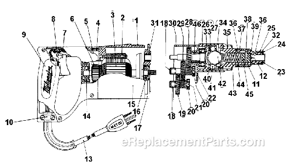 Page A Diagram and Parts List for 6640 SER 27-1001 Milwaukee Electric Drill