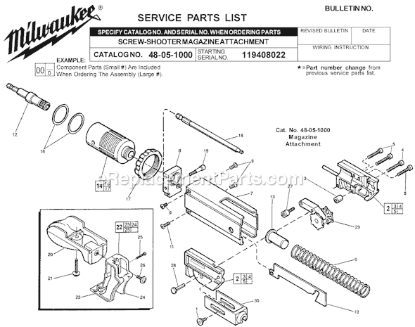 Page B Diagram and Parts List for 6707-20 SER 120B Milwaukee Electric Drill