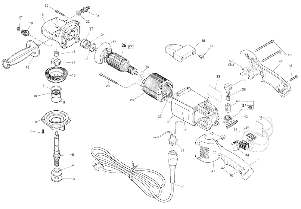 Parts List Diagram and Parts List for 6078 834C Milwaukee Sander Grinder