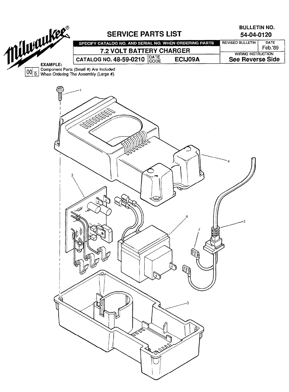 Fig-0 Diagram and Parts List for 48-59-0210 ECIJO9A Milwaukee Charger