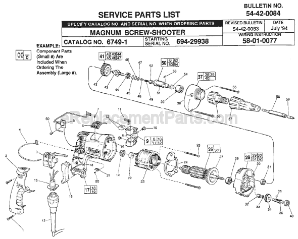 Page A Diagram and Parts List for 6749-1 SER 694-29938 Milwaukee Electric Drill