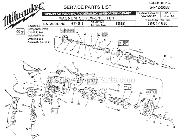 Page A Diagram and Parts List for 6749-1 SER 694B Milwaukee Electric Drill