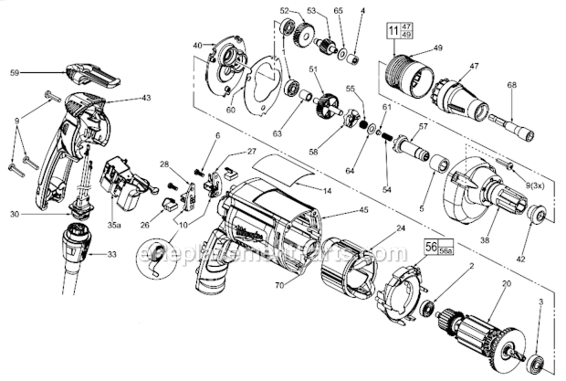 Page A Diagram and Parts List for 6791-21  Milwaukee Electric Drill