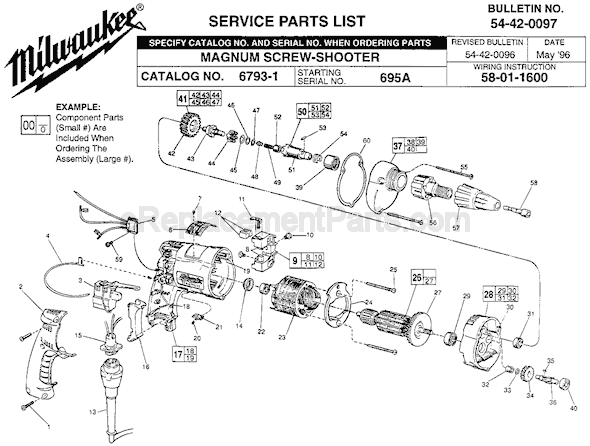 Page A Diagram and Parts List for 6793-1 SER 695A Milwaukee Electric Drill