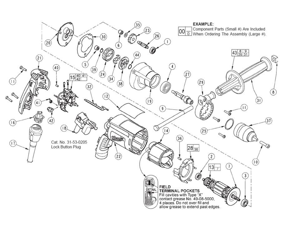 Fig-0 Diagram and Parts List for 0202-20  Milwaukee Electric Drill