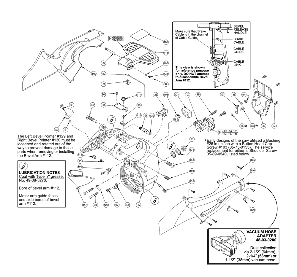 Fig-3 Diagram and Parts List for 6955-20 B26B Milwaukee Beveler