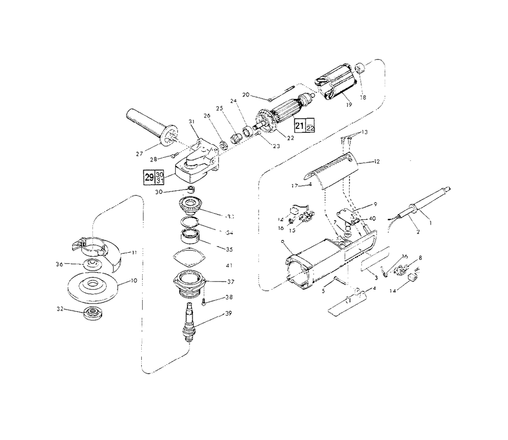 5-Inch D.I. Sander-Grinder Diagram and Parts List for 6141-31 763-22912 Milwaukee Sander Grinder