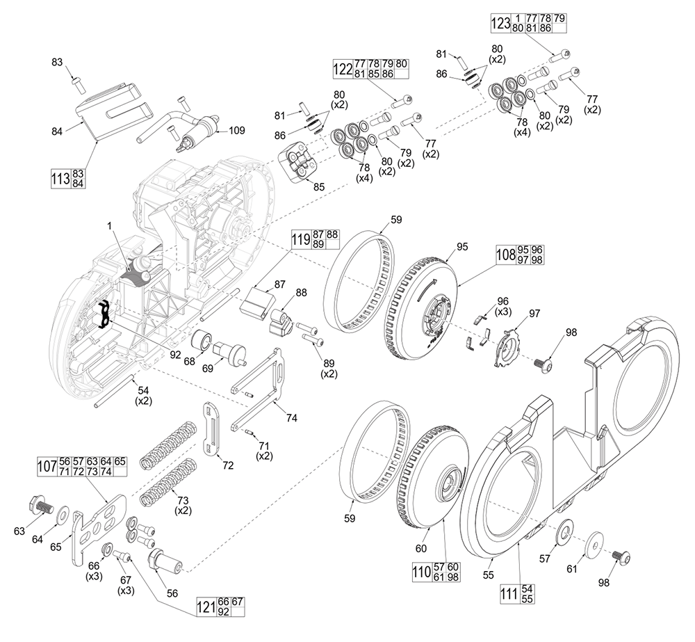 Fig-1 Diagram and Parts List for 2529-20 L96A Milwaukee Band Saw