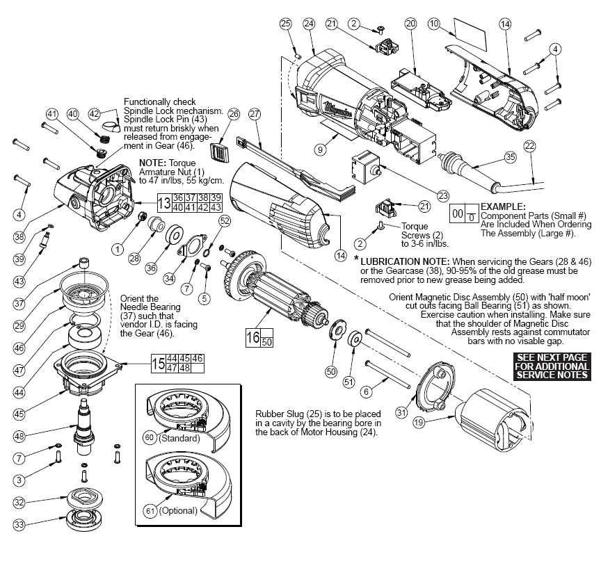Fig-0 Diagram and Parts List for 6116-33  Milwaukee Angle Grinder