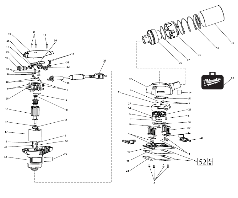 Fig-0 Diagram and Parts List for 6020-21  Milwaukee Sander Polisher