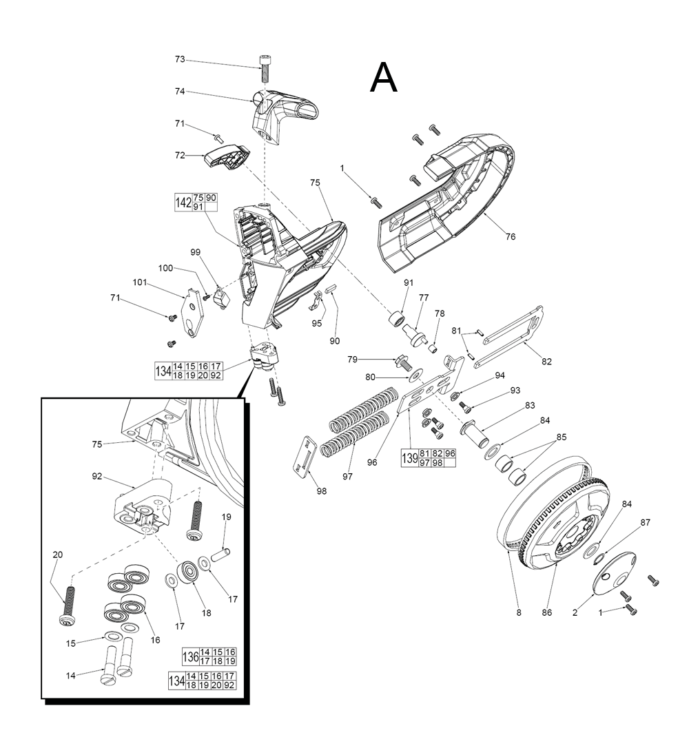 Fig-1 Diagram and Parts List for 6232-21 D51B Milwaukee Saw