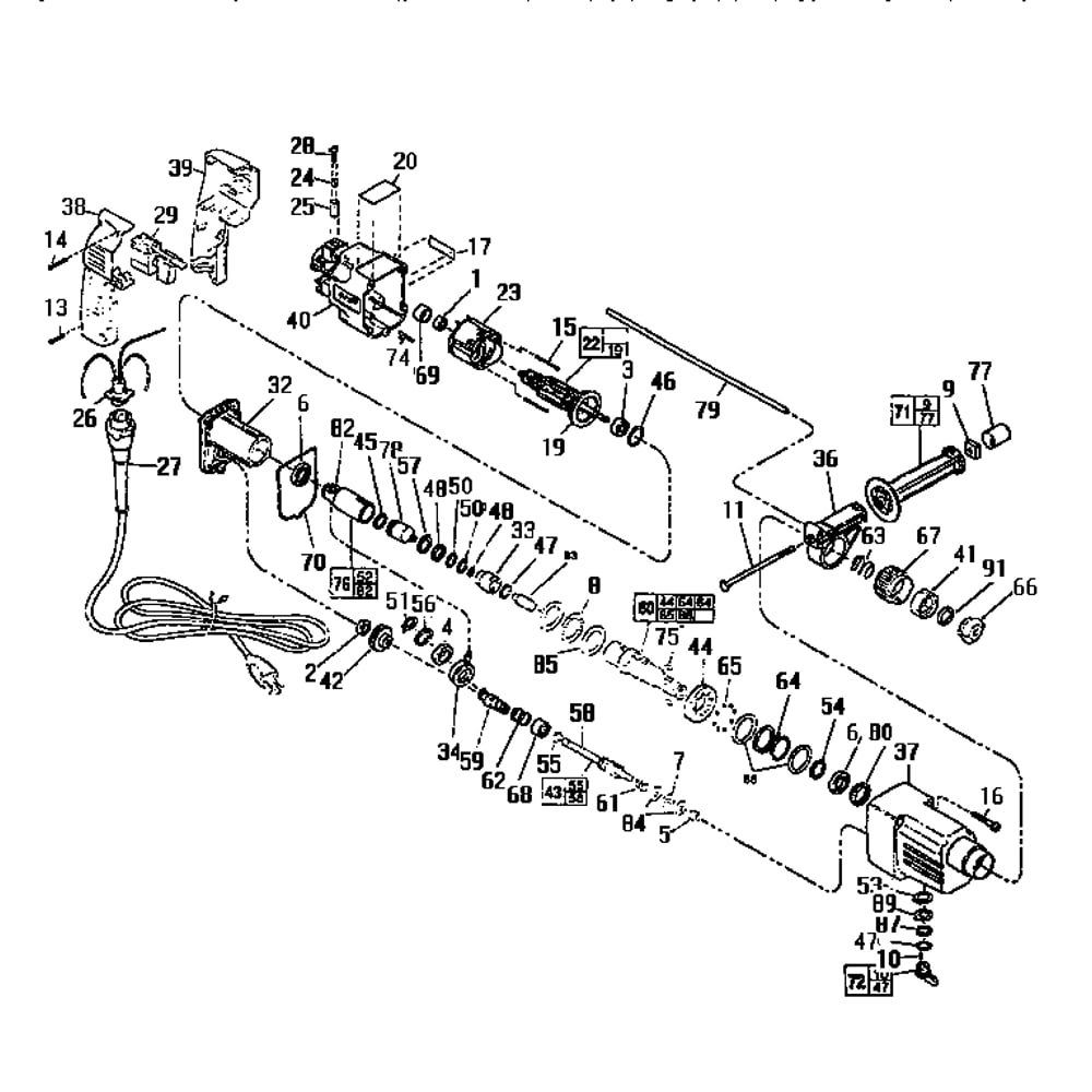 Unit Parts Diagram and Parts List for 5366-1TYPE794B  Milwaukee Drill