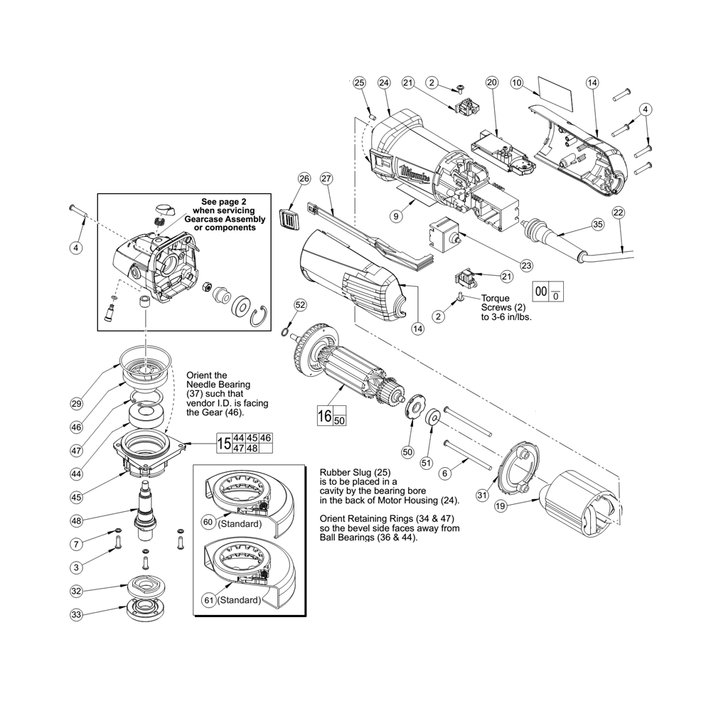 Fig-0 Diagram and Parts List for 6160-33 B76B Milwaukee Angle Grinder