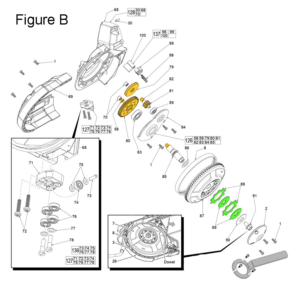 Fig-2 Diagram and Parts List for 2729S-20 L06A Milwaukee Band Saw