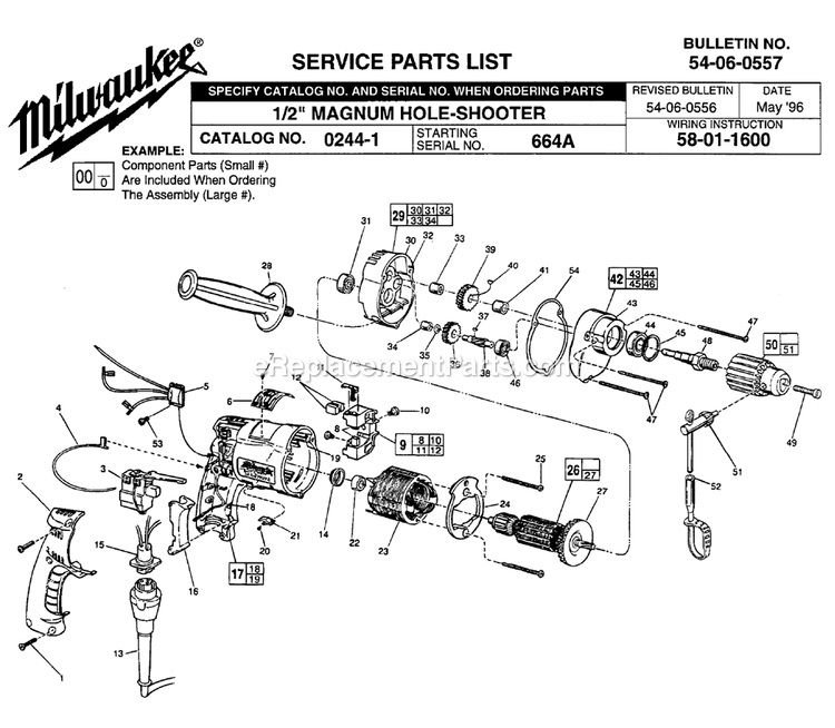 Page A Diagram and Parts List for 0381-1 890207 Milwaukee Cordless Drill