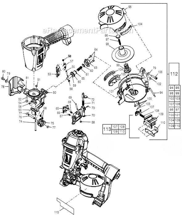 Page B Diagram and Parts List for 7120-21 SER A87A Milwaukee Nailer