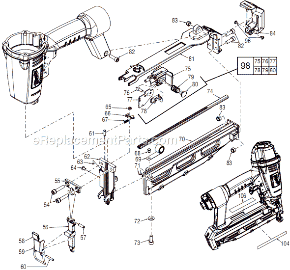 Page B Diagram and Parts List for 7145-21 SER A89A Milwaukee Nailer
