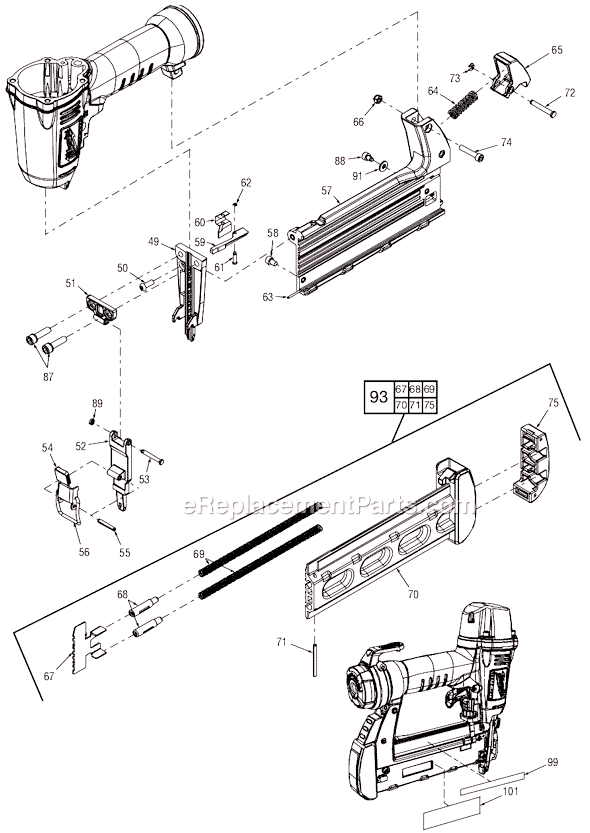 Page B Diagram and Parts List for 7150-21 SER A90B Milwaukee Nailer