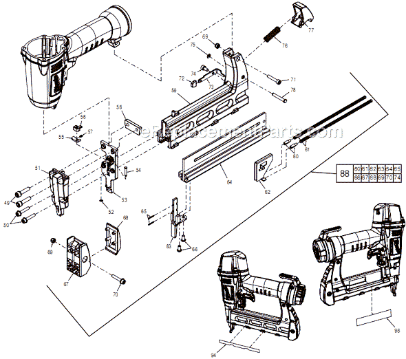 Page B Diagram and Parts List for 7155-21 SER A91A Milwaukee Nailer