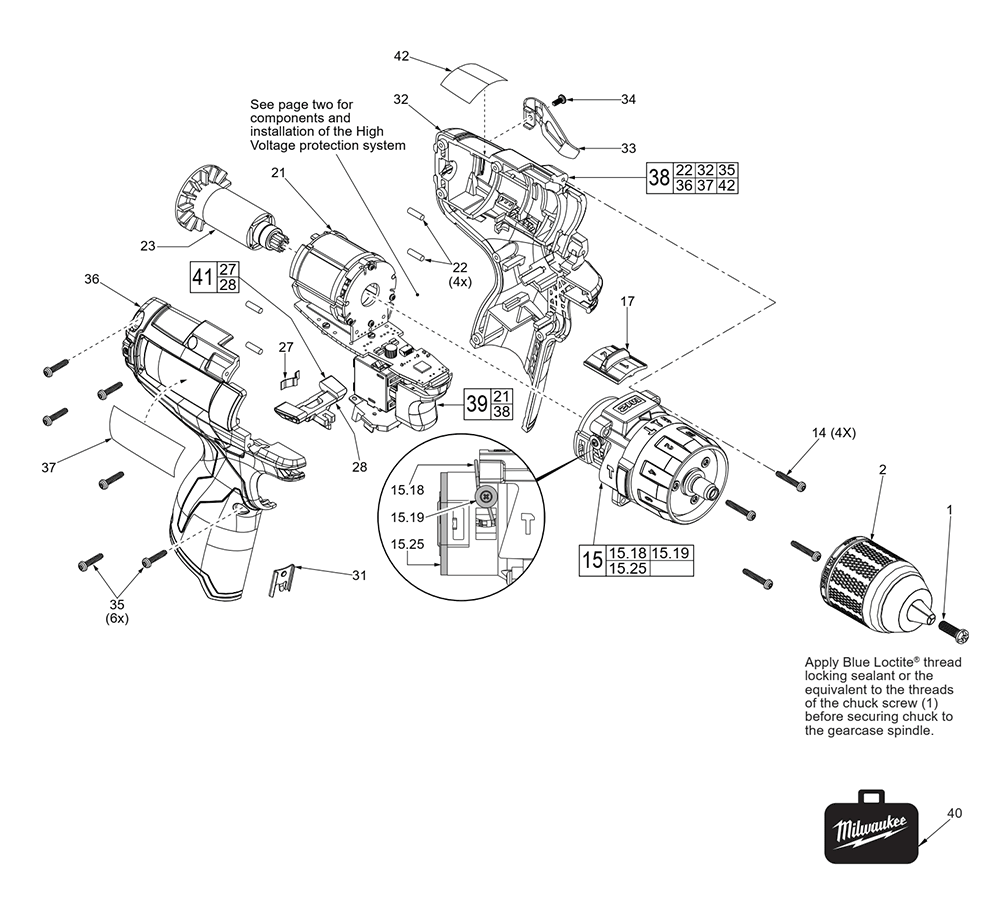 Fig-0 Diagram and Parts List for 2404-059 F17D Milwaukee Hammer Drill