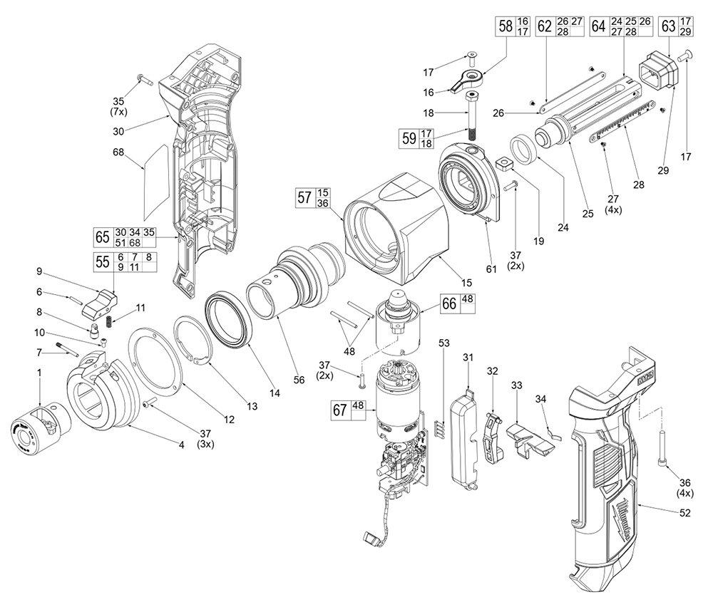 Fig-0 Diagram and Parts List for 2435-20 L21A Milwaukee Miscellaneous
