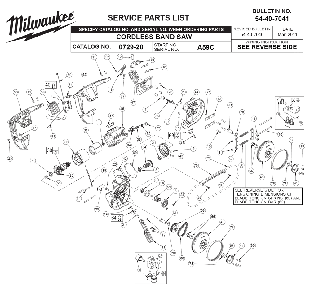 Fig-0 Diagram and Parts List for 0729-21 A59C Milwaukee Saw