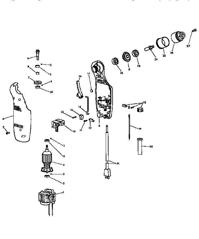 Unit Diagram and Parts List for 0375-1 TYPE B Milwaukee Electric Drill