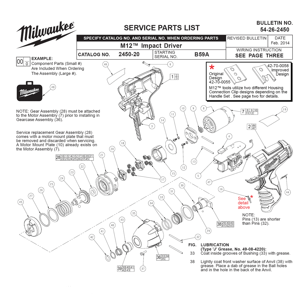 Fig-0 Diagram and Parts List for 2450-21 B59A Milwaukee Impact Driver