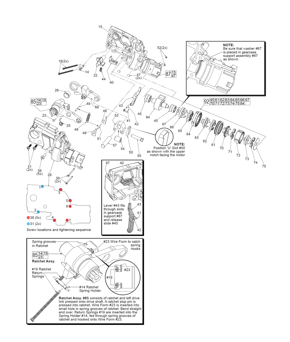 Fig-1 Diagram and Parts List for 2472-20 E21A Milwaukee Nibbler & Shears