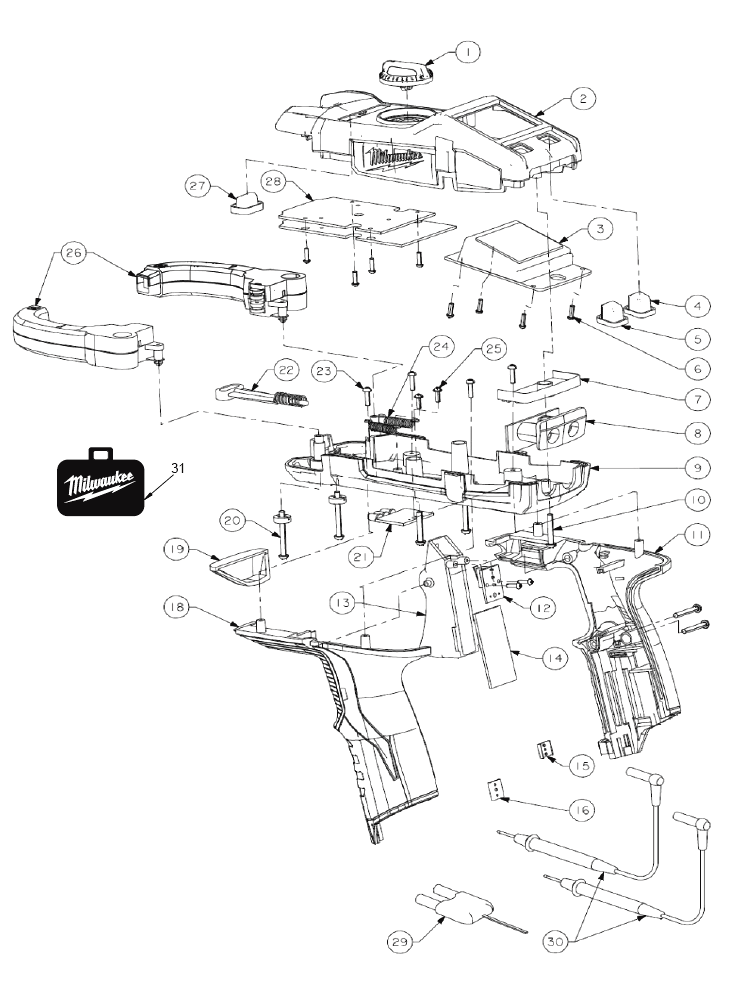 Fig-0 Diagram and Parts List for 2238-20  Milwaukee Miscellaneous