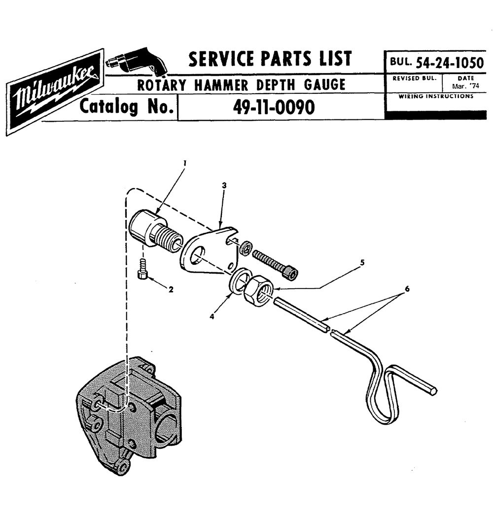 Fig-0 Diagram and Parts List for 49-11-0090  Milwaukee Hammer Drill