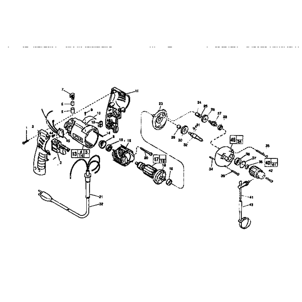 Unit Diagram and Parts List for 0230-1TYPE732B  Milwaukee Drill