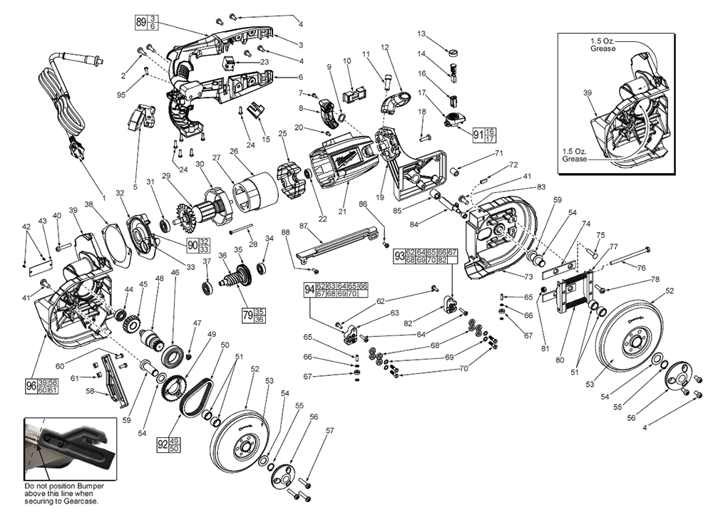 Fig-0 Diagram and Parts List for 6242-6  Milwaukee Saw