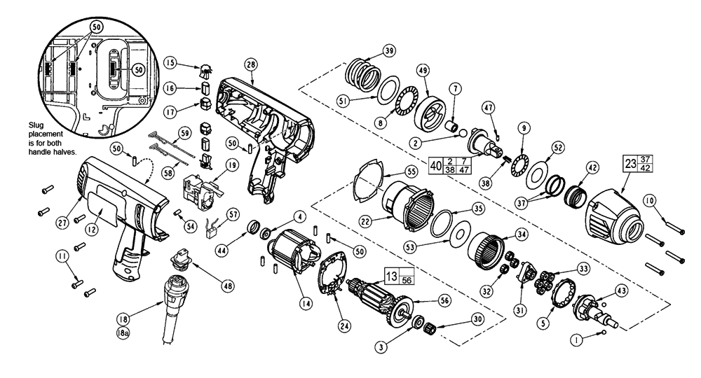 Fig-0 Diagram and Parts List for 9072-50 238A Milwaukee Impact Driver