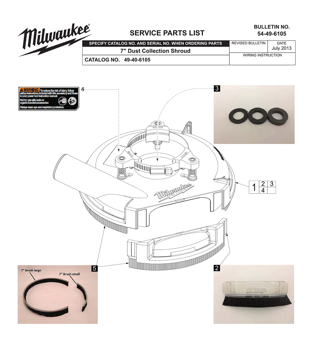 Fig-0 Diagram and Parts List for 49-40-6105  Milwaukee Dust Collector
