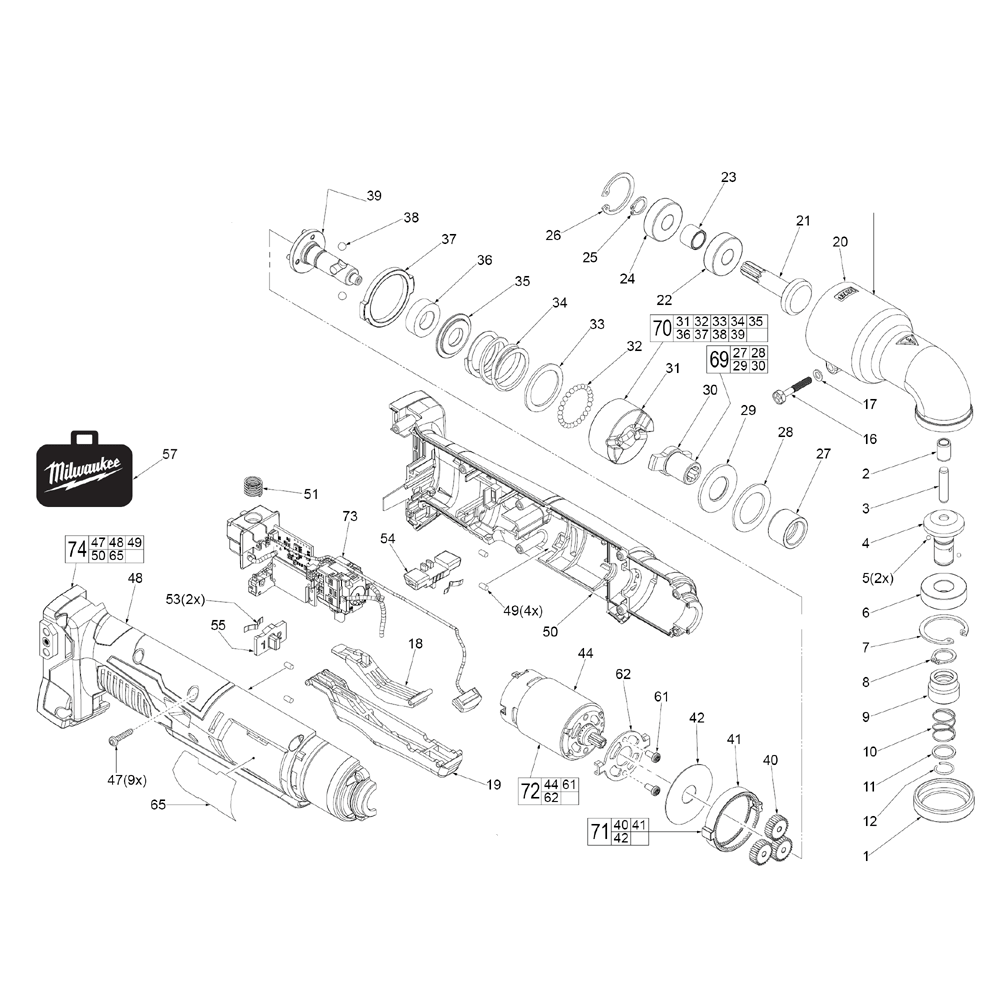 Fig-0 Diagram and Parts List for 2667-22 G10A Milwaukee Impact Driver