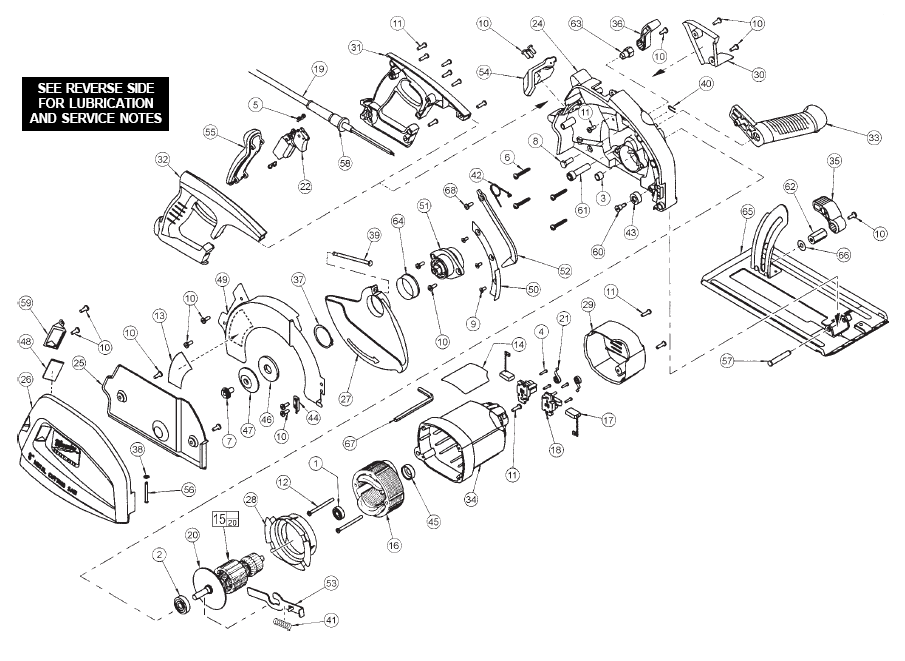 Fig-0 Diagram and Parts List for 6370-20  Milwaukee Saw